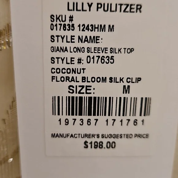 BNWT Lilly Pulitzer Giana Long Sleeve Silk Top M - Picture 8 of 8